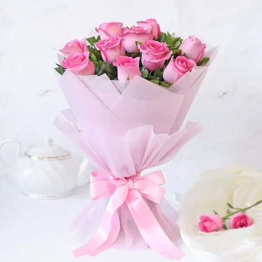 Buy or send Graceful Pink Roses Bouquet online with Bakers Wagon