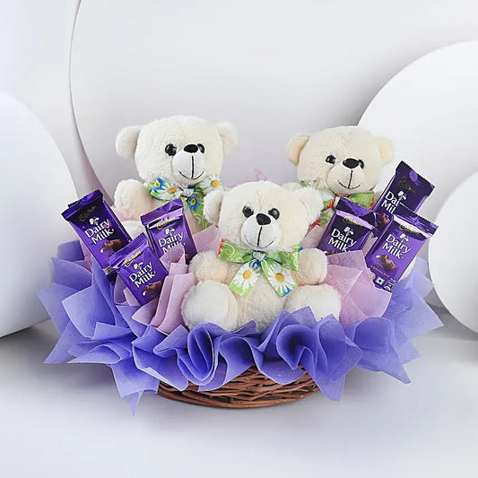 Buy or send Teddy and Chocolate Basket online with delivery from Bakers Wagon.