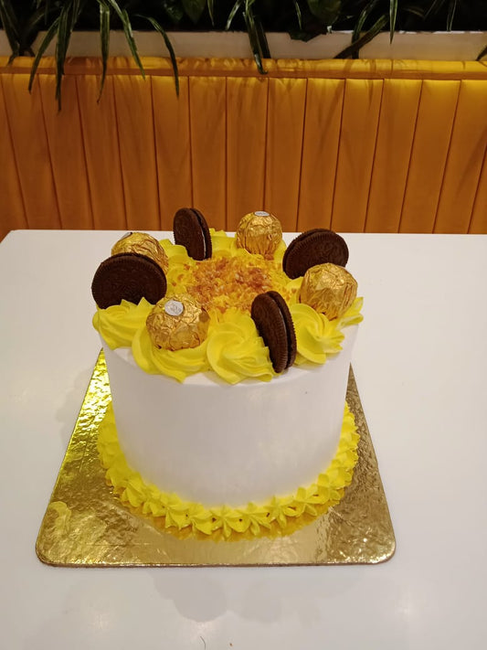 Online Butterscotch Ferrero Rocher Cake Delivery by Baker's Wagon