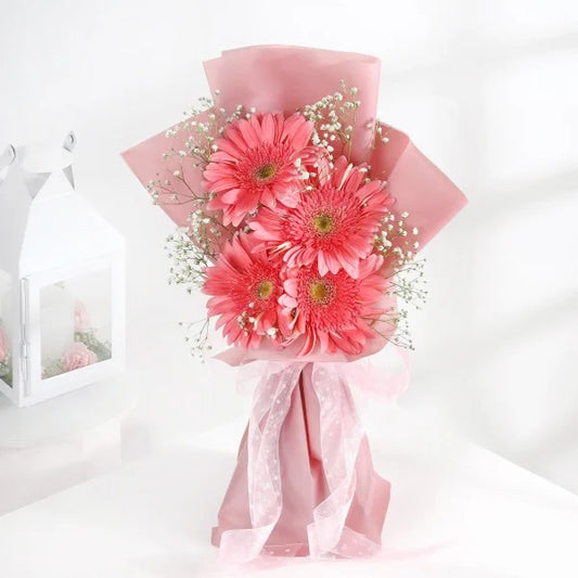 Buy or send Blush Blossom Gerbera Bouquet online from Bakers Wagon