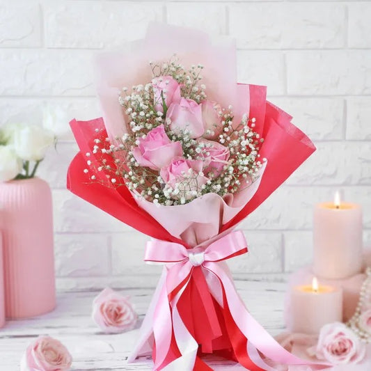 Buy or send Blush Pink Roses Bouquet online with Bakers Wagon