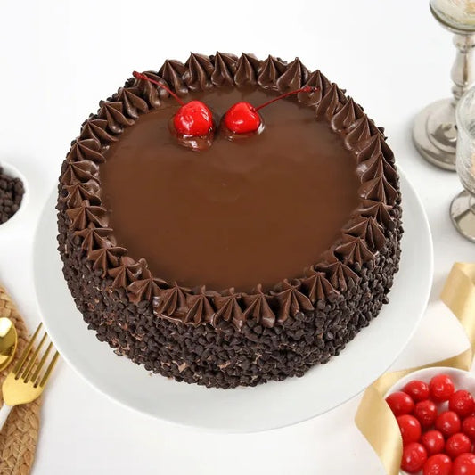 BuySend Choco Chips Cake with Cherries online with Baker's Wagon