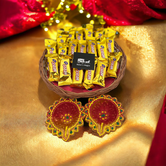Buy or Send Diya & Chocolates Elegance Online Diwali Gift Hamper By Bakers WAgon