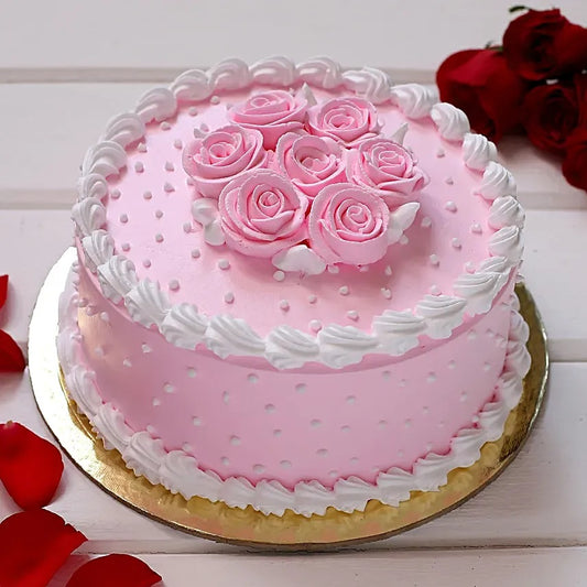 Buy or send Eggless Pink Chocolate Beauty Cake online to Jammu from Bakers Wagon