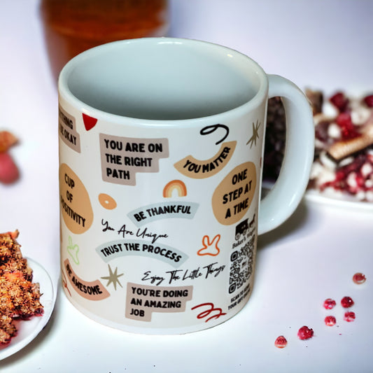 Buy or send personalised white mug of positive quotes online with Bakers Wagon