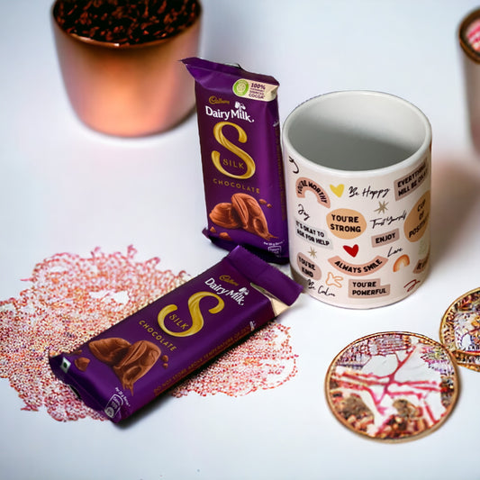 Buy or send Mug of Positivity and Chocolates online with Bakers Wagon