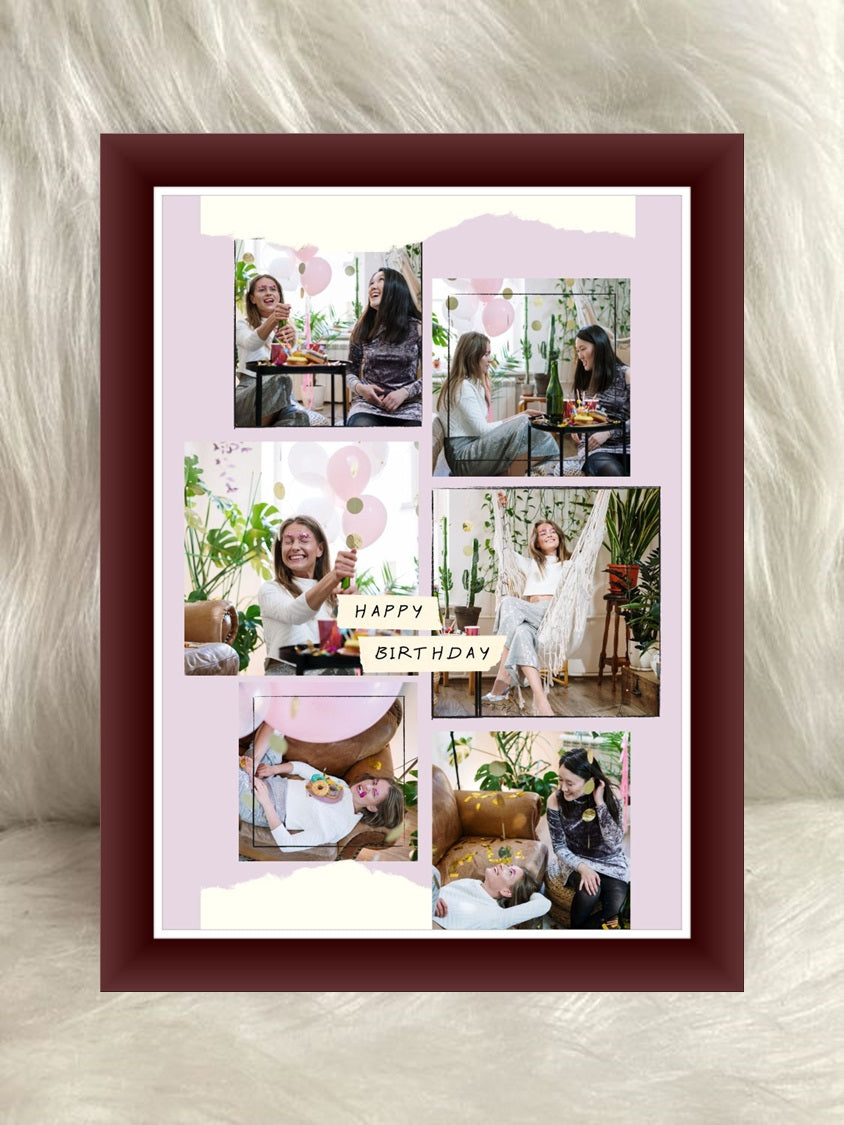 Buy or send Personalised Picture Collage Brown Birthday Frame online with Bakers Wagon