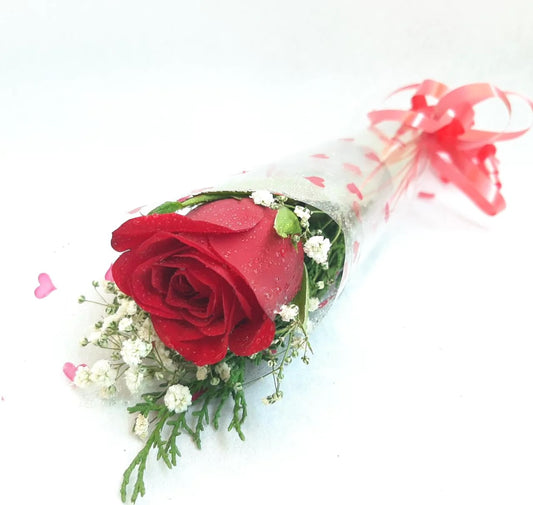 Send Single Rose Bouquet along with your order by Baker's Wagon