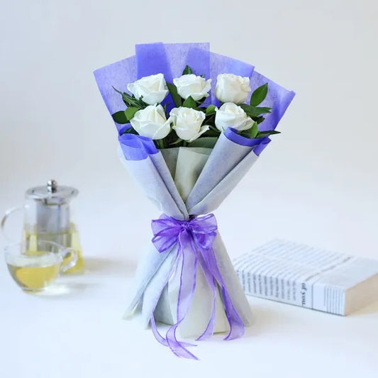 Tranquil White Roses Bouquet