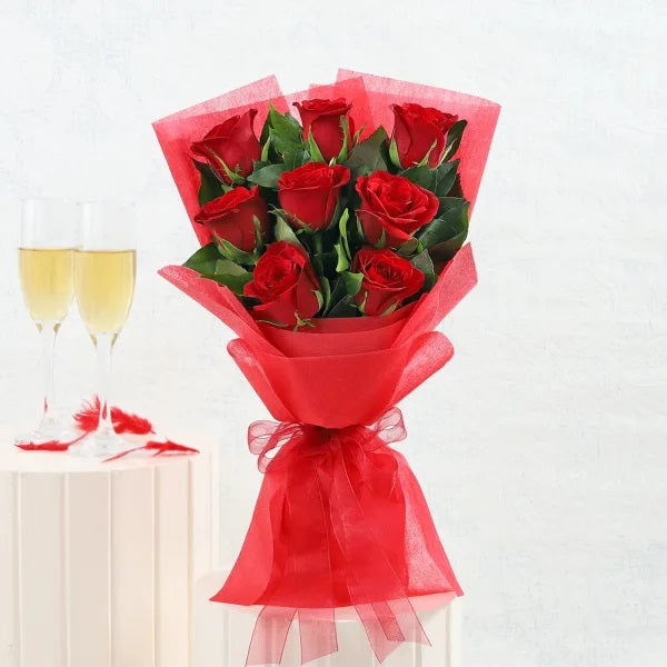Buy or send Romantic Red Roses Bouquet online from Bakers Wagon