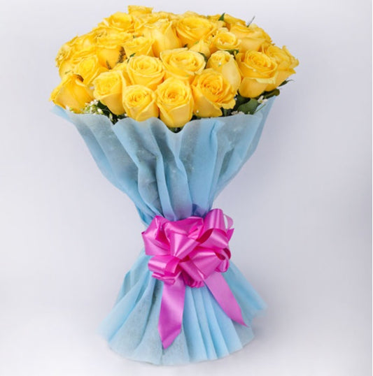 Buy/Send 50 Yellow Roses Bouquet Online with Baker's Wagon