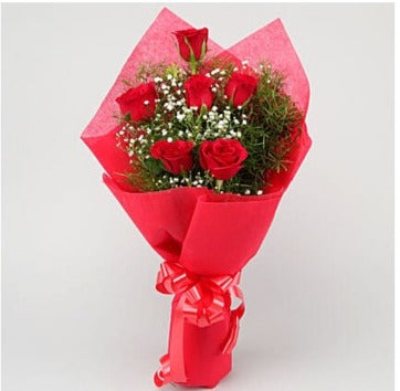 Online Red Roses Bouquet Delivery with Baker's Wagon