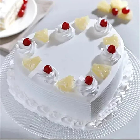 Online Pineapple Heart Shape Cake Delivery with Baker's Wagon