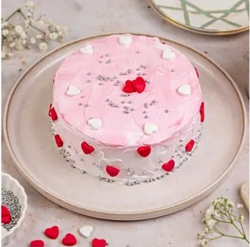 Exquisite Pink Hearts Cake By Baker's Wagon