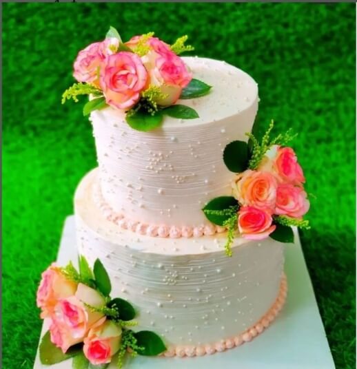 Buy/Send 2 Tier Elegant Wedding Cake Online with Baker's Wagon