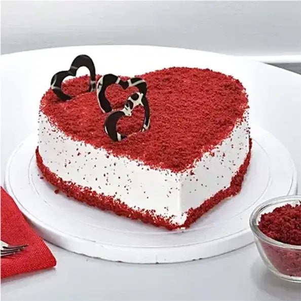 Online Heart Shape Red Velvet Cake Delivery with Baker's Wagon