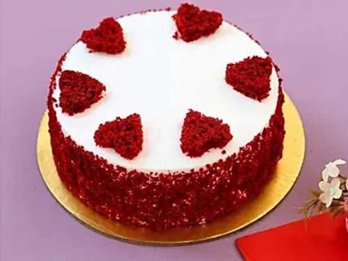 Buy/Send Red Hearts Velvet Cake with online delivery from Baker's Wagon