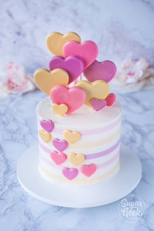 Online Colourful Hearts Cake Delivery in Jammu by Baker's Wagon
