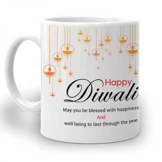Diwali Wishes White Mug with Chocolates